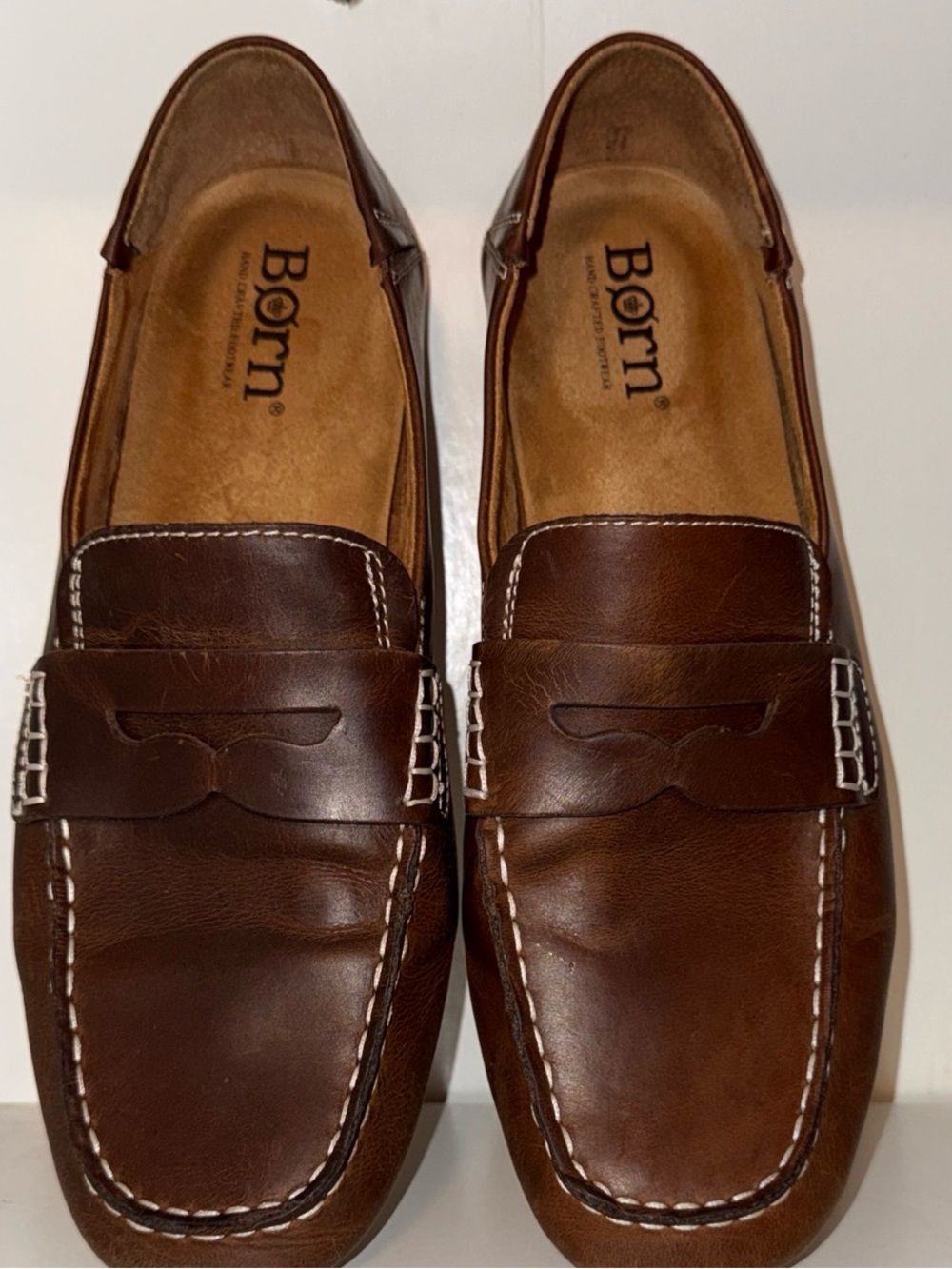 Born Men’s Brown Leather Slip-On Penny Loafers Sz 12
